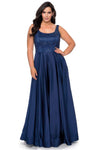 A-line Pleated Fitted Satin Sleeveless Evening Dress/Prom Dress by La Femme