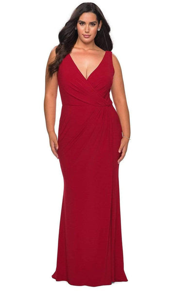 Sophisticated Modest V-neck Sheath Short Jersey Plunging Neck Natural Waistline V Back Back Zipper Ruched Slit Sleeveless Sheath Dress/Prom Dress