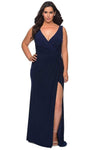 Sophisticated Modest V-neck Jersey Sheath Ruched Slit Back Zipper V Back Sleeveless Natural Waistline Plunging Neck Short Sheath Dress/Prom Dress