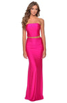 Strapless Jersey Natural Waistline Straight Neck Sheath Fitted Ruched Back Zipper Sheath Dress/Prom Dress with a Brush/Sweep Train