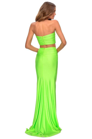 La Femme - 28972 Two Piece Strapless Jersey Sheath Dress Prom Dresses 00 / Neon Green