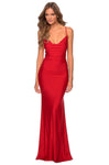 V-neck Sleeveless Spaghetti Strap Natural Waistline Fitted Open-Back Floor Length Sheath Jersey Sheath Dress with a Brush/Sweep Train