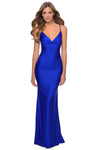 V-neck Floor Length Sheath Jersey Natural Waistline Fitted Open-Back Sleeveless Spaghetti Strap Sheath Dress with a Brush/Sweep Train