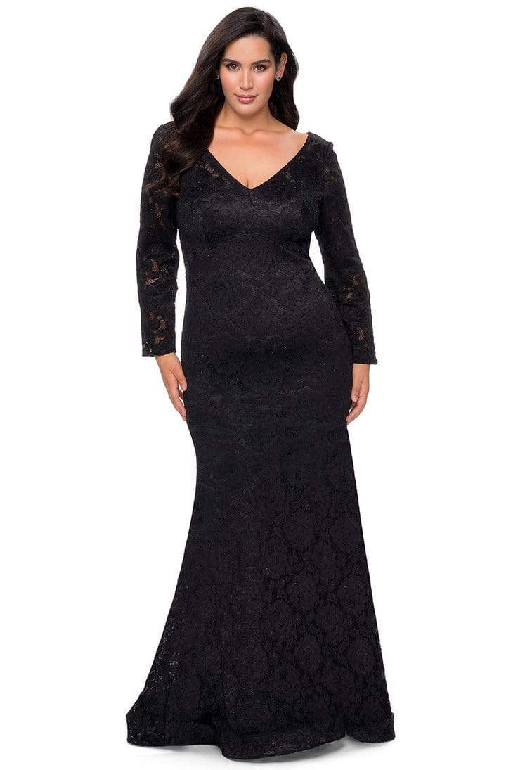 La Femme - 29017SC Embellished V-neck Dress - 1 pc Black In Size 16W A ...