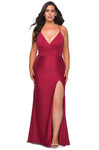 Plus Size Sophisticated V-neck Back Zipper Ruched Slit Jersey Sleeveless Spaghetti Strap Short Sheath Natural Waistline Plunging Neck Sheath Dress/Prom Dress