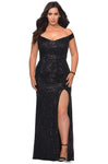 Plus Size Sexy Portrait Neck Short Banding Slit Back Zipper Sequined Cutout Sheer Sheath Off the Shoulder Natural Waistline Sheath Dress/Prom Dress with a Brush/Sweep Train