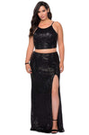 Plus Size Sheath Scoop Neck Spaghetti Strap Sheer Open-Back Slit Sequined Back Zipper Natural Waistline Sheath Dress/Prom Dress with a Brush/Sweep Train