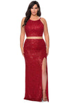 Plus Size Scoop Neck Sheath Spaghetti Strap Natural Waistline Sheer Back Zipper Sequined Open-Back Slit Sheath Dress/Prom Dress with a Brush/Sweep Train