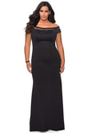 Sheath Jersey Off the Shoulder Sheer Back Zipper Fitted Natural Waistline Sheath Dress/Prom Dress with a Brush/Sweep Train