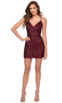 Sexy V-neck Sheath Back Zipper Sequined Open-Back Cocktail Short Spaghetti Strap Plunging Neck Natural Waistline Sheath Dress/Homecoming Dress/Party Dress