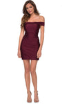 Sheath Short Jersey Natural Waistline Back Zipper Fitted Lace-Up Open-Back Off the Shoulder Sheath Dress/Homecoming Dress