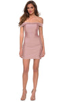 Natural Waistline Fitted Open-Back Lace-Up Back Zipper Jersey Sheath Short Off the Shoulder Sheath Dress/Homecoming Dress