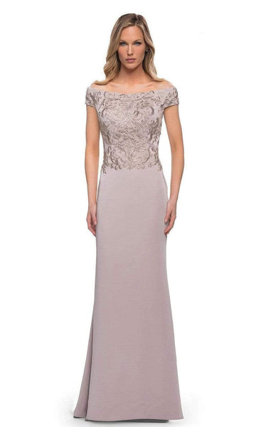 Straight Neck Natural Waistline Off the Shoulder Floor Length Sheath Goddess Back Zipper Fitted Sheath Dress/Mother-of-the-Bride Dress with a Brush/Sweep Train