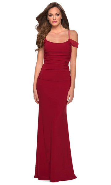 Plus Size Sophisticated Sheath Spaghetti Strap Jersey Natural Waistline Open-Back Cutout Ruched Back Zipper Scoop Neck Sheath Dress/Prom Dress with a Brush/Sweep Train