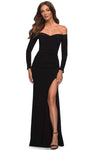 Sheath Fitted Slit Off the Shoulder Sweetheart Jersey Bodycon Dress/Sheath Dress with a Brush/Sweep Train by La Femme