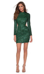 Long Sleeves Sheath Cutout Hidden Back Zipper Open-Back Sequined Natural Waistline High-Neck Cocktail Above the Knee Bodycon Dress/Sheath Dress