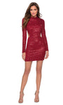 Cutout Open-Back Sequined Hidden Back Zipper Cocktail Above the Knee High-Neck Sheath Long Sleeves Natural Waistline Bodycon Dress/Sheath Dress