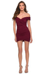 Back Zipper Ruched Fitted Jersey Sheath Off the Shoulder Natural Waistline Cocktail Short Sheath Dress/Homecoming Dress