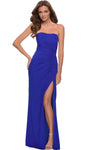 Strapless Sheath Natural Waistline Open-Back Ruched Gathered Slit Back Zipper Jersey Sweetheart Sheath Dress/Prom Dress with a Brush/Sweep Train