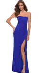 Strapless Natural Waistline Sheath Ruched Gathered Back Zipper Open-Back Slit Jersey Sweetheart Sheath Dress/Prom Dress with a Brush/Sweep Train