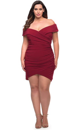Red Ruched Cocktail Dress