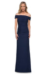 Off the Shoulder Sheath Open-Back Fitted Ruched Back Zipper Natural Waistline Floor Length Jersey Sheath Dress/Evening Dress/Mother-of-the-Bride Dress