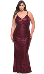 Plus Size V-neck Floor Length Sheath Plunging Neck Beaded Sequined Hidden Back Zipper Natural Waistline Sleeveless Sheath Dress/Evening Dress/Party Dress