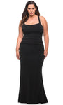 Plus Size Sleeveless Back Zipper Fitted Jersey Sheath Natural Waistline Halter Straight Neck Sheath Dress/Prom Dress with a Brush/Sweep Train