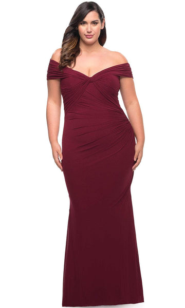 Plus Size Floor Length Jersey Sheath Natural Waistline Hidden Back Zipper Ruched Short Sleeves Sleeves Off the Shoulder Sweetheart Sheath Dress/Prom Dress