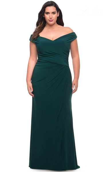 Plus Size Short Sleeves Sleeves Off the Shoulder Slit Ruched Back Zipper Sheath Sweetheart Natural Waistline Jersey Sheath Dress/Prom Dress with a Brush/Sweep Train