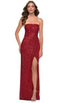 Strapless Slit Faux Wrap Sequined Natural Waistline Straight Neck Sheath Sheath Dress/Prom Dress with a Brush/Sweep Train