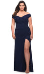 Plus Size Slit Ruched Faux Wrap Fitted Hidden Back Zipper Natural Waistline Jersey Short Sleeves Sleeves Off the Shoulder Sheath Sweetheart Sheath Dress/Prom Dress with a Brush/Sweep Train