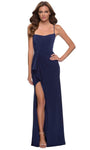 Ruched Slit Open-Back Gathered Sheath Spaghetti Strap Sheath Dress/Prom Dress with a Brush/Sweep Train by La Femme