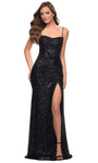 Mermaid Natural Waistline Spaghetti Strap Gathered Lace-Up Sequined Slit Ruched Open-Back Sweetheart Dress with a Brush/Sweep Train