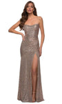 Mermaid Sweetheart Spaghetti Strap Gathered Sequined Ruched Open-Back Slit Lace-Up Natural Waistline Dress with a Brush/Sweep Train