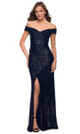 V-neck Ruched Fitted Hidden Back Zipper V Back Slit Sequined Cap Sleeves Off the Shoulder Natural Waistline Floor Length Sheath Sheath Dress/Evening Dress