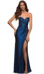 Tall Strapless Back Zipper Ruched Slit Open-Back Sweetheart Sheath Natural Waistline Sheath Dress with a Brush/Sweep Train