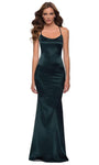 Back Zipper Fitted Scoop Neck Mermaid Sleeveless Satin Natural Waistline Prom Dress/Party Dress with a Brush/Sweep Train