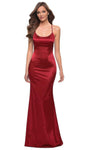 Satin Sleeveless Mermaid Natural Waistline Fitted Back Zipper Scoop Neck Prom Dress/Party Dress with a Brush/Sweep Train