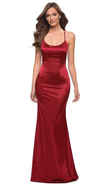 Sleeveless Natural Waistline Fitted Back Zipper Mermaid Satin Scoop Neck Prom Dress/Party Dress with a Brush/Sweep Train