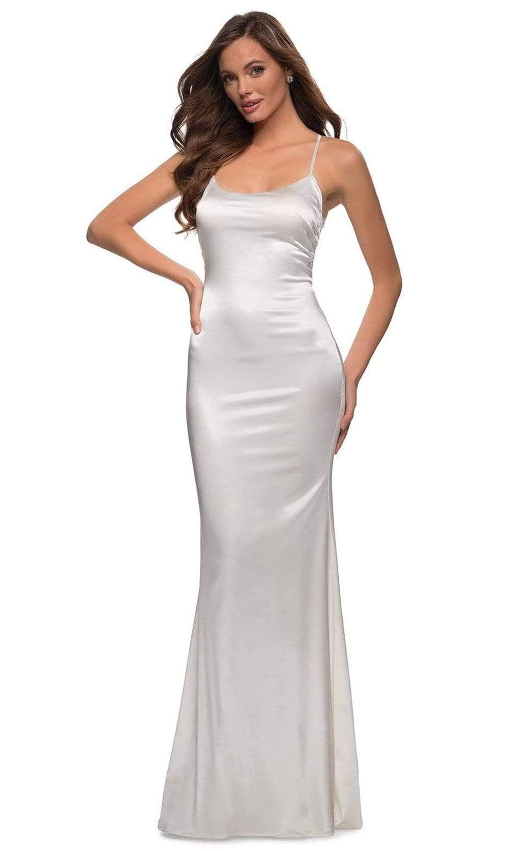 La Femme - 29858 Satin Scoop Neck Trumpet Junior Prom Dress
