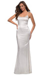 Fitted Back Zipper Mermaid Scoop Neck Natural Waistline Sleeveless Satin Prom Dress/Party Dress with a Brush/Sweep Train