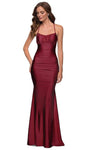 Modest Floor Length Empire Waistline Sleeveless Spaghetti Strap Hidden Back Zipper Ruched Open-Back Fitted Sheath Jersey Scoop Neck Sheath Dress/Prom Dress with a Brush/Sweep Train