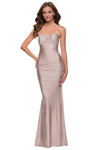Modest Sleeveless Spaghetti Strap Scoop Neck Jersey Sheath Fitted Open-Back Ruched Hidden Back Zipper Empire Waistline Floor Length Sheath Dress/Prom Dress with a Brush/Sweep Train