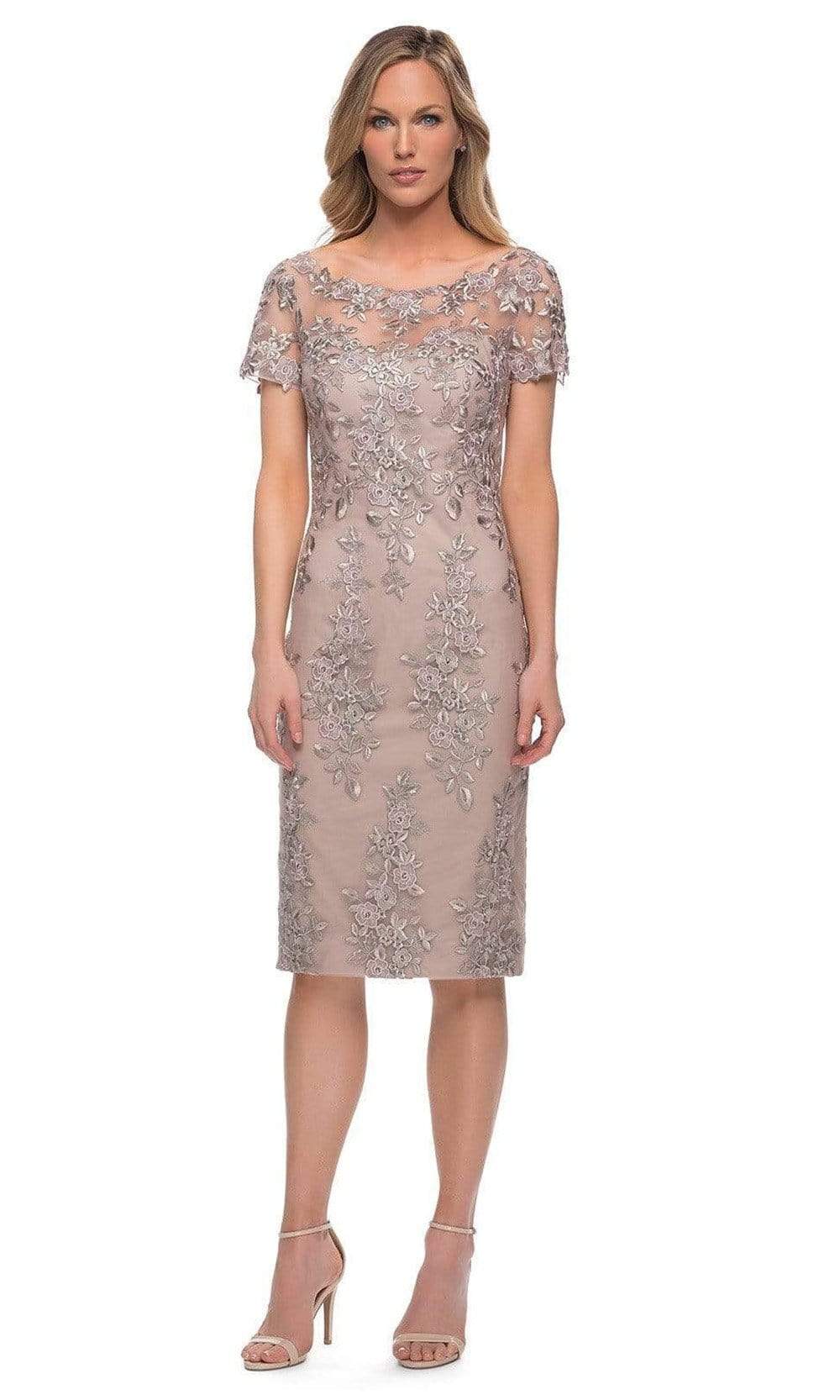 La Femme - 29930 Illusion Jewel Floral Midi Dress
