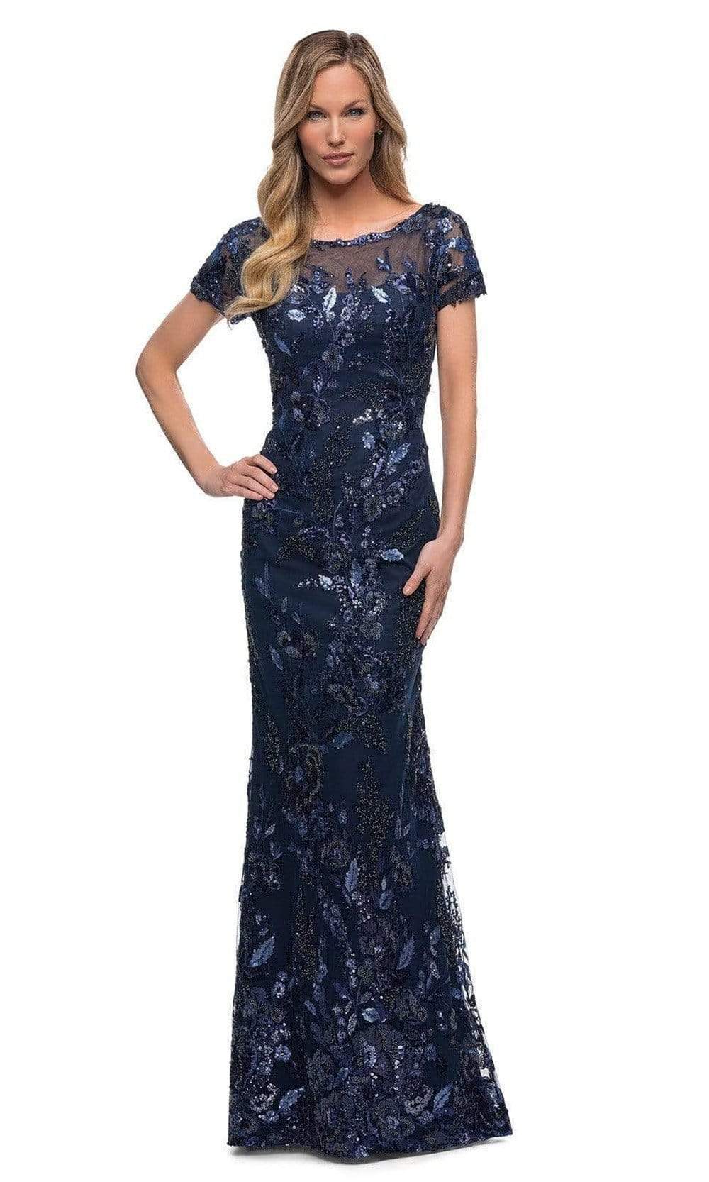 La Femme - 29961 Floral Sequined Evening Mother of the Bride Dress
