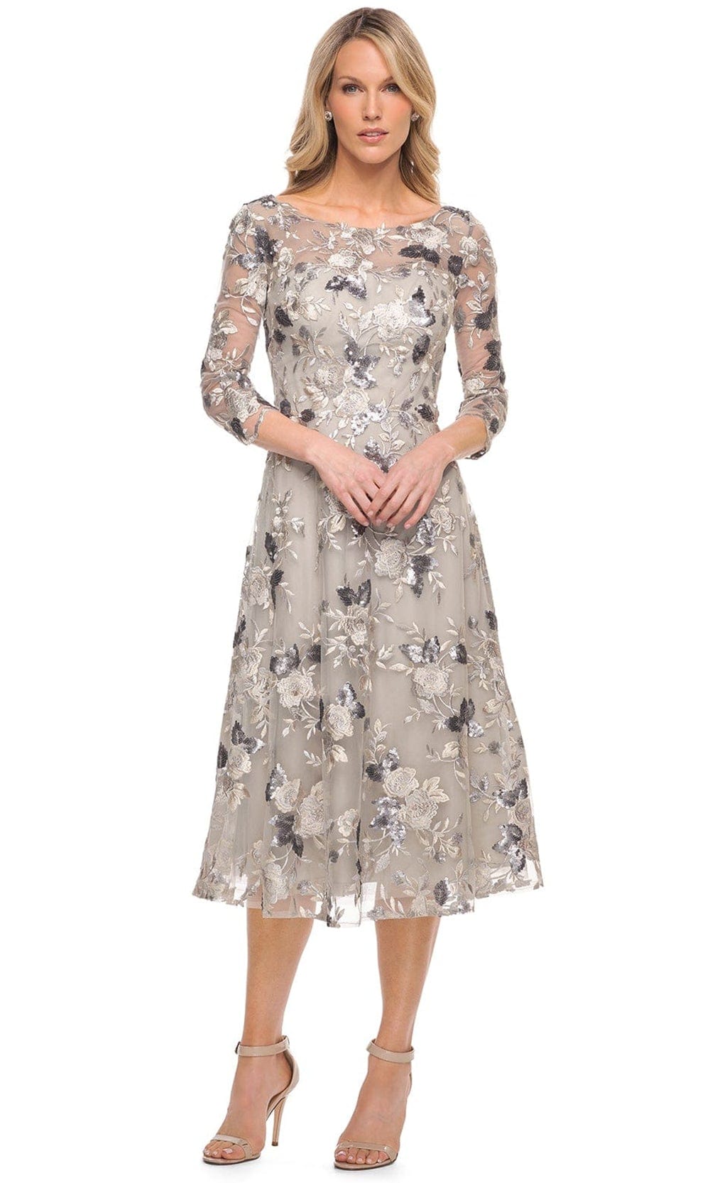 La Femme 29988 - Embroidered Tea Length Dress
