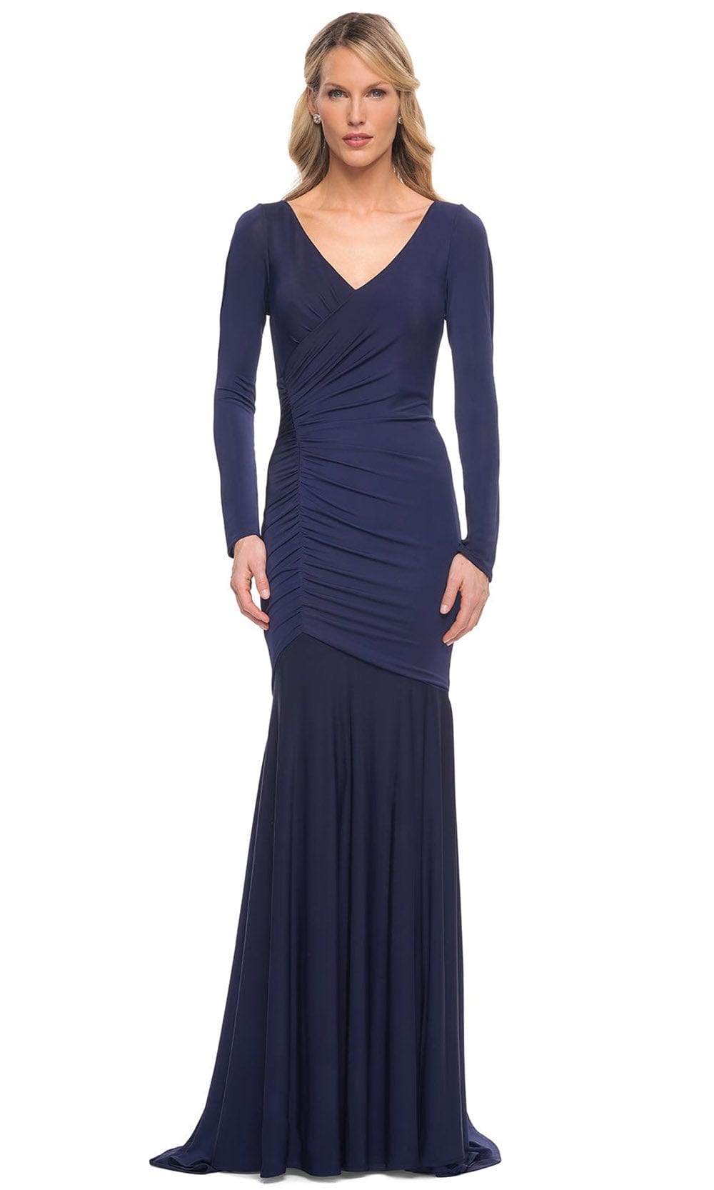 La Femme 30010 - Ruched Jersey Long Sleeve Mother of the Bride Dress
