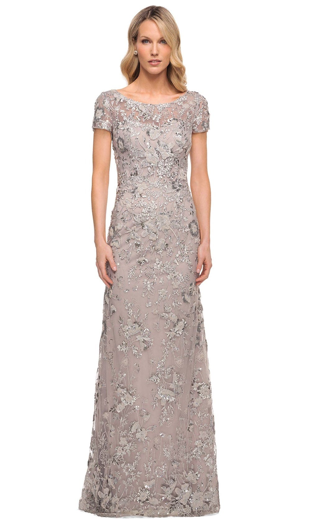 La Femme 30053 - Embroidered Mother of the Groom Sheath Dress
