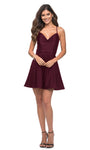 A-line V-neck Natural Waistline Plunging Neck Short Jersey Sleeveless Fitted Dress